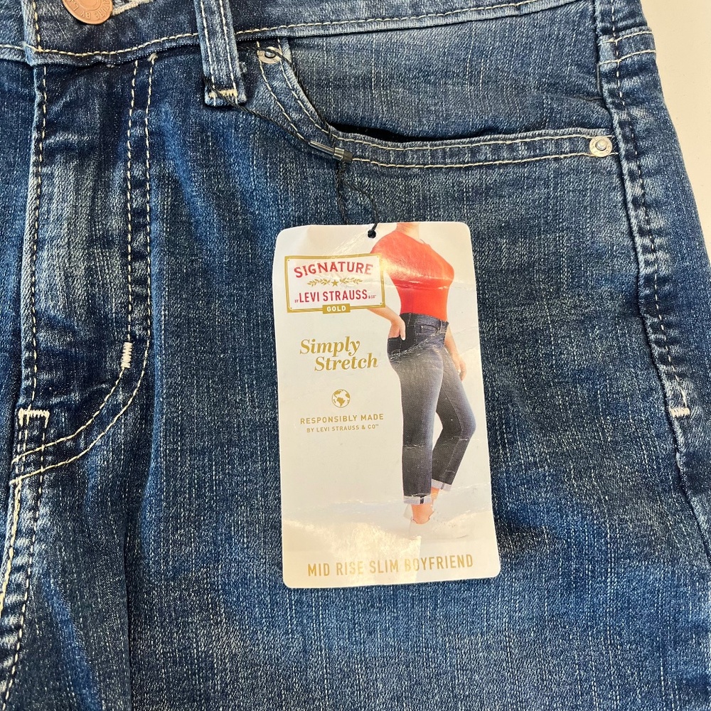 Signature Levi Strauss Simply Stretch Mid Rise Slim Boyfriend Size 8 W29